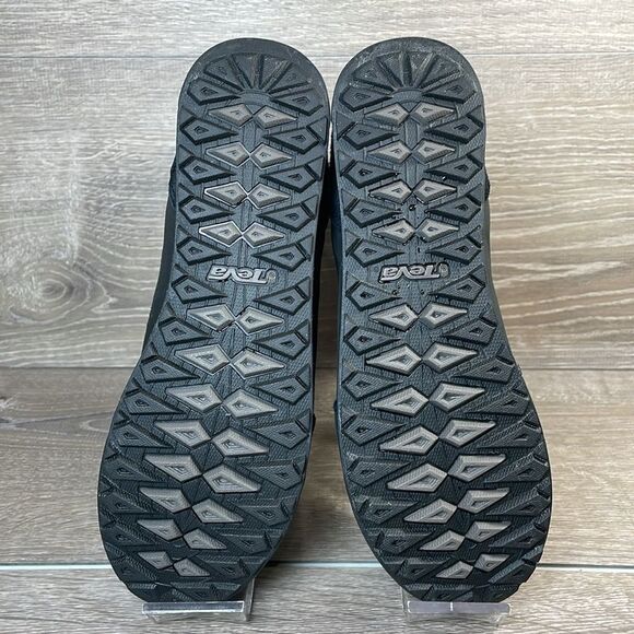 Teva Haley Waterproof Black Leather Gray Warm Women’s Sz 6 Pull On Winter Boots - Picture 7 of 13